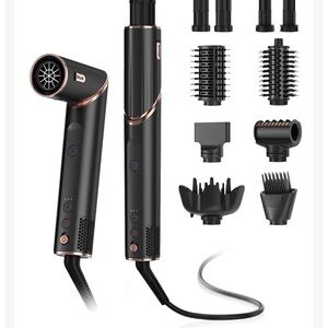 Professional Black Hair Styling Tool Set with Attachments